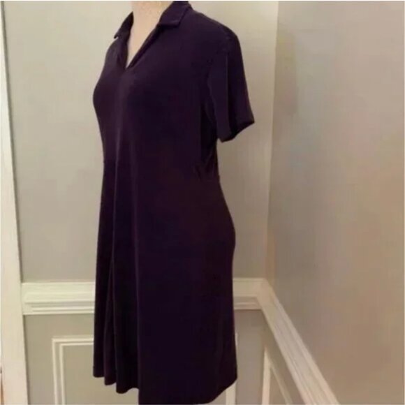Laura Leigh Ltd. Sport Women's Purple Comfort Stretch Split Neck Dress Medium - Picture 3 of 6